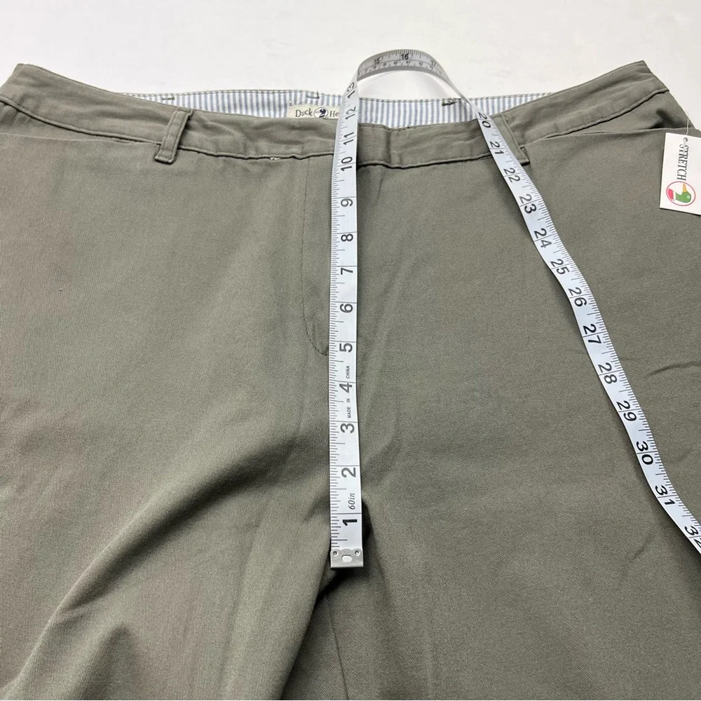 Duck Head‎ Stretch Twill Pant Womens Size 18 Green Pockets Preppy NEW